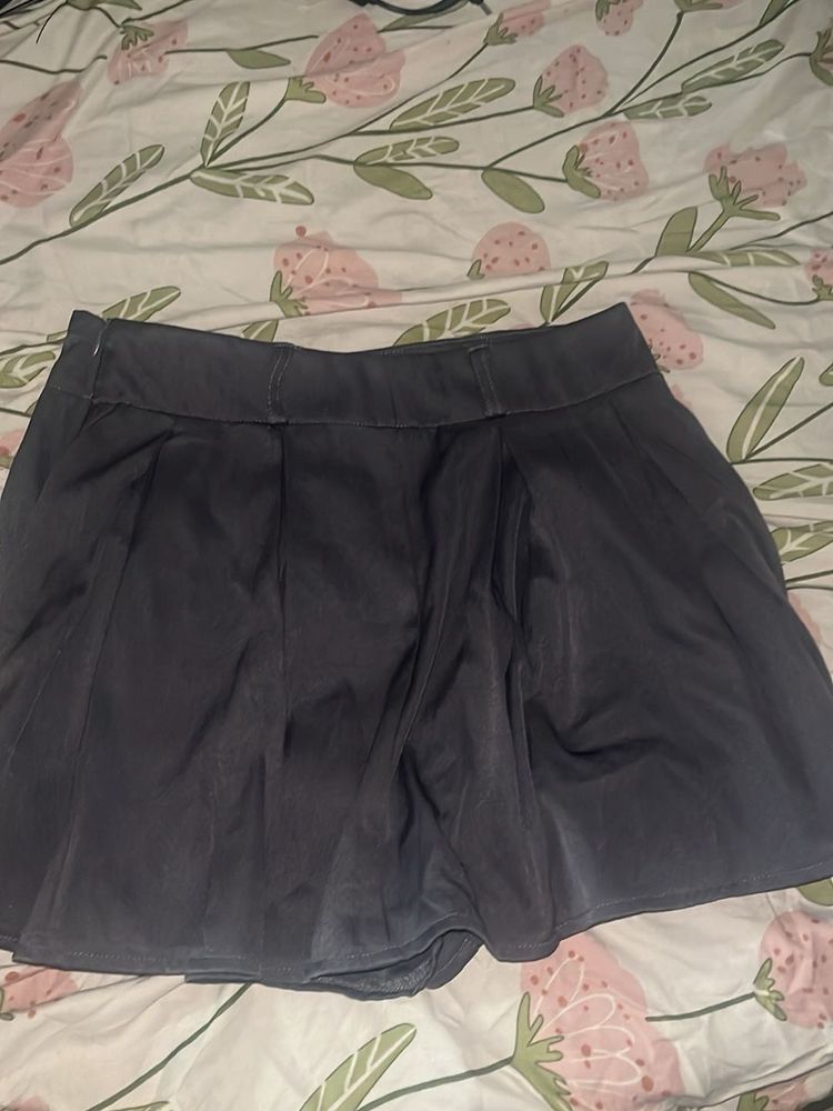 Dark Gray Pleated Skort, office siren , Y2K