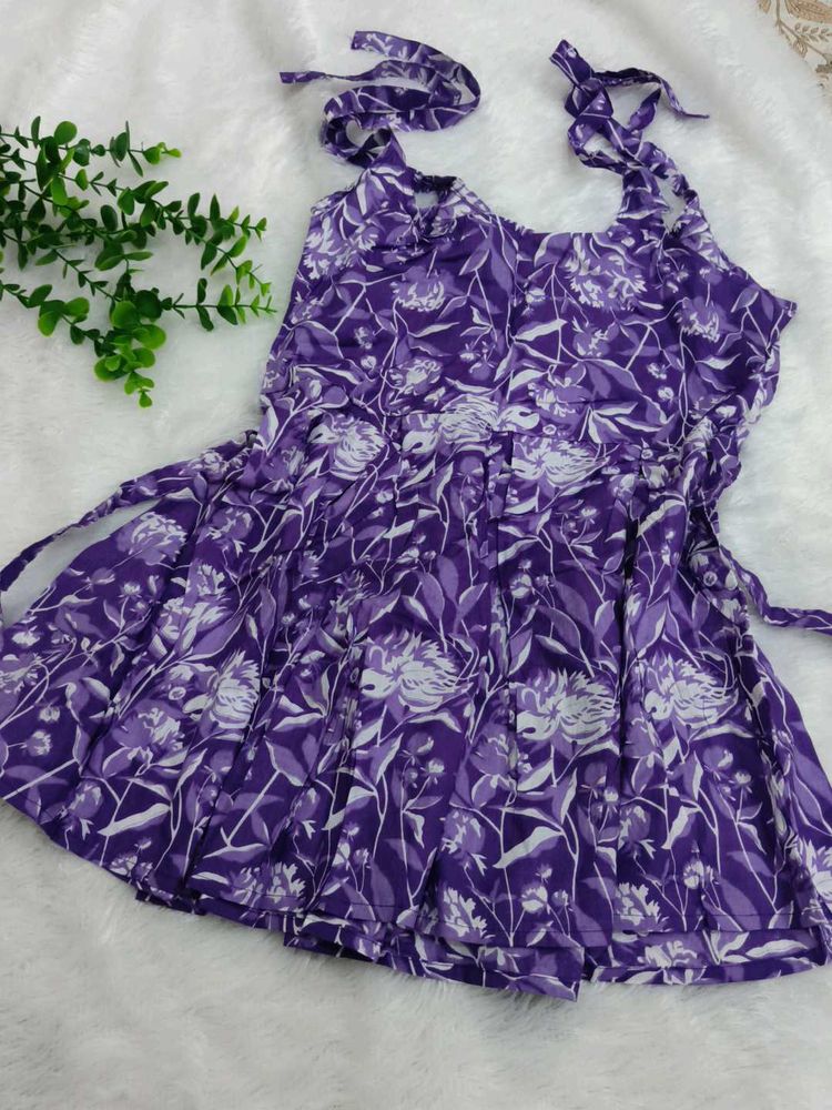 Purple Floral Tie-Strap Top