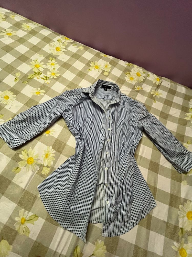 Classic Blue Striped Button-Up Shirt