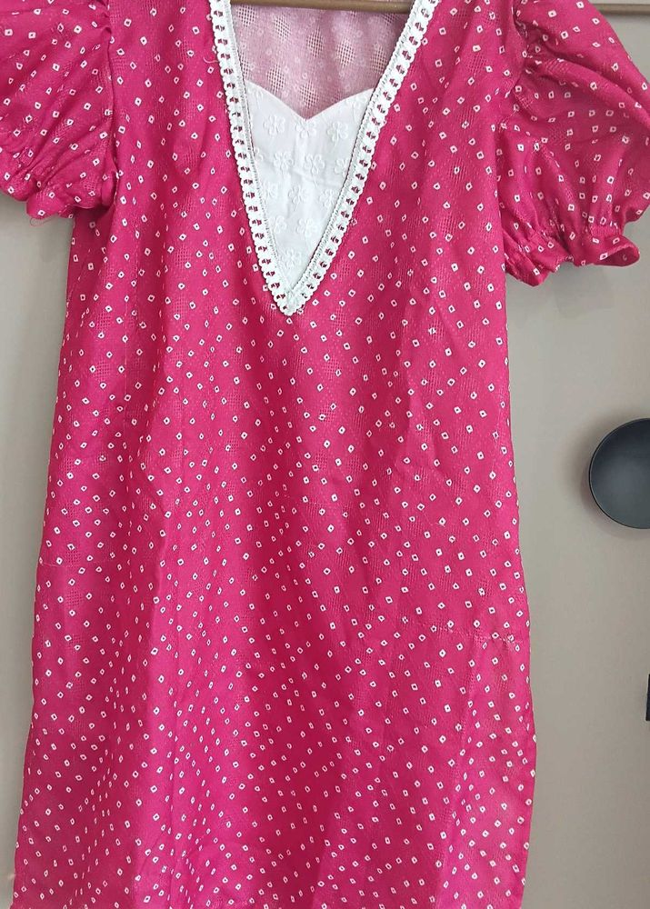 Pink &amp; White Summer kurtie
