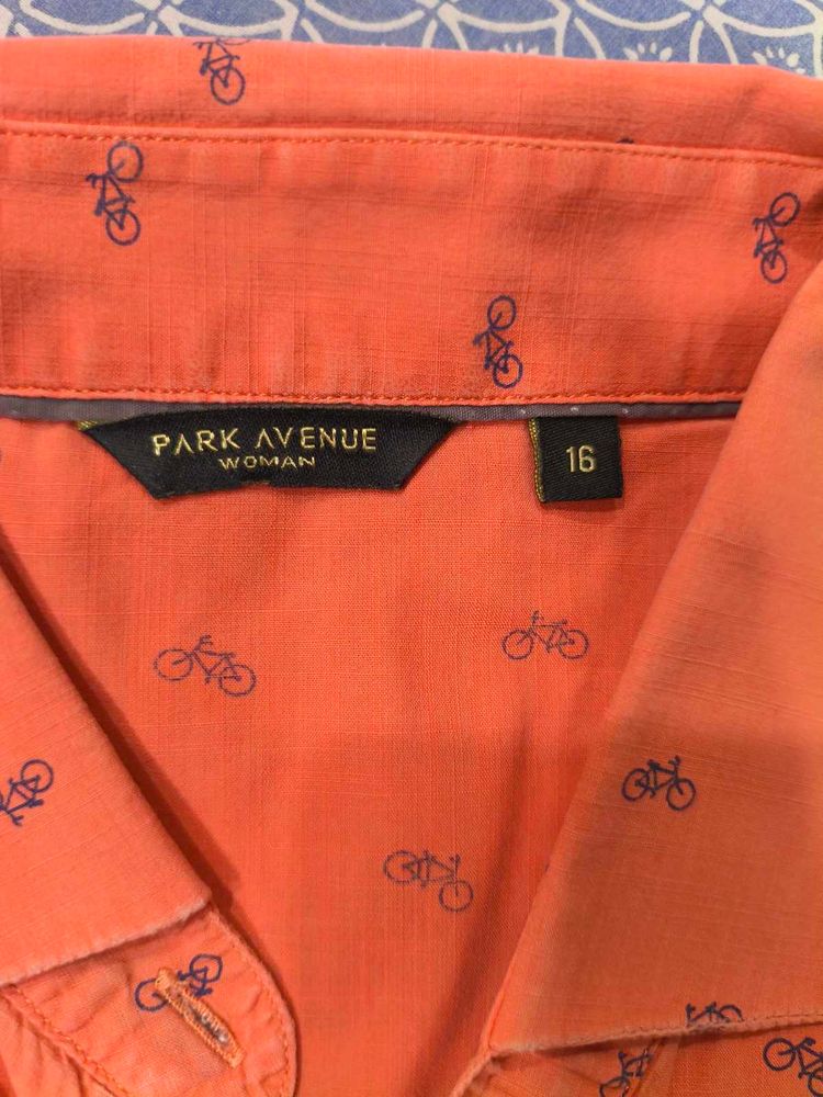 Park Avenue Orange Bicycle Print Shirt