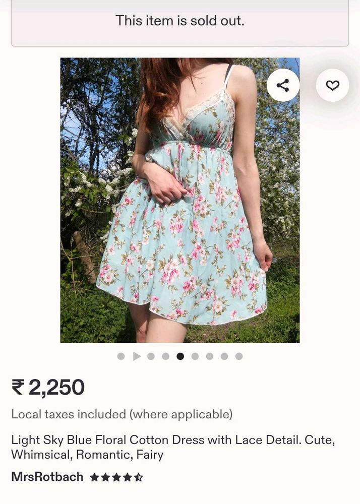 Light Sky Blue Floral Cotton Dress
