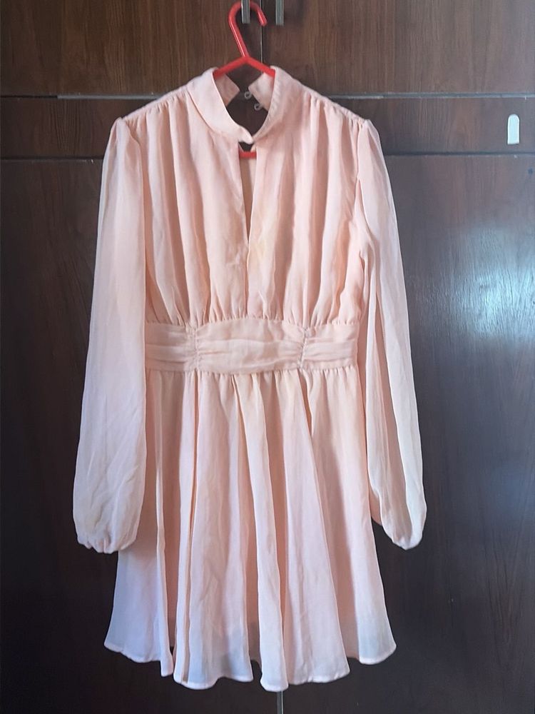 Elegant Peach Flowy Mini Dress