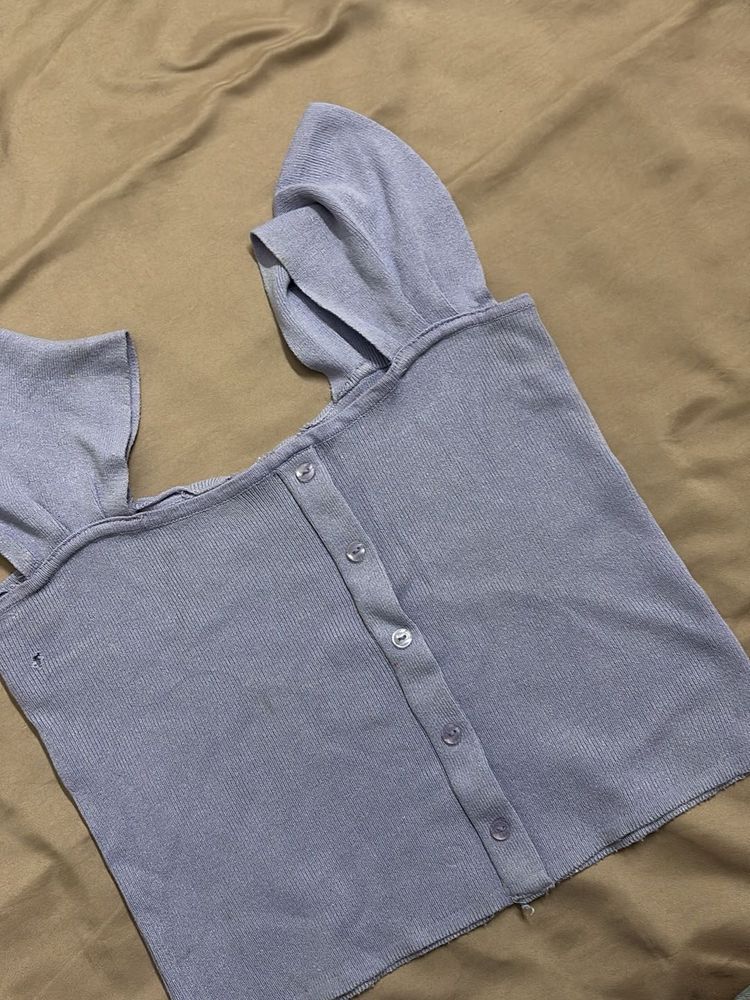 Cute lavender Button-Up Ruffle Top