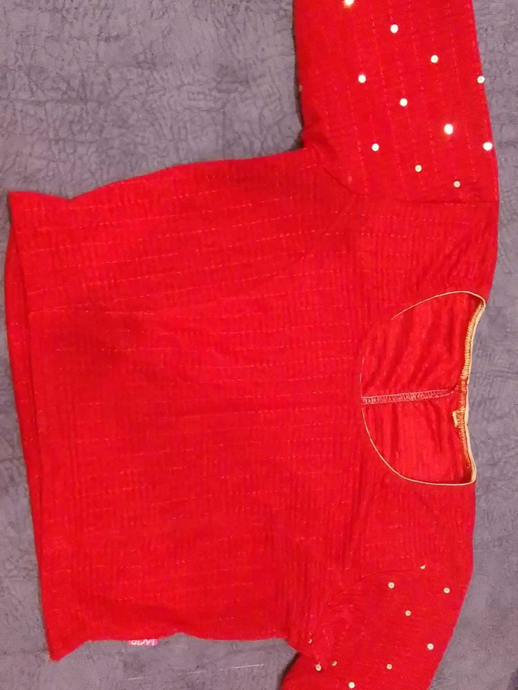 Red Embellished Blouse