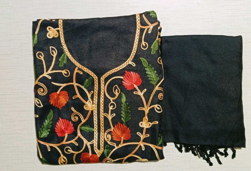 kashmiri embroidery woollen Unstitched Suit