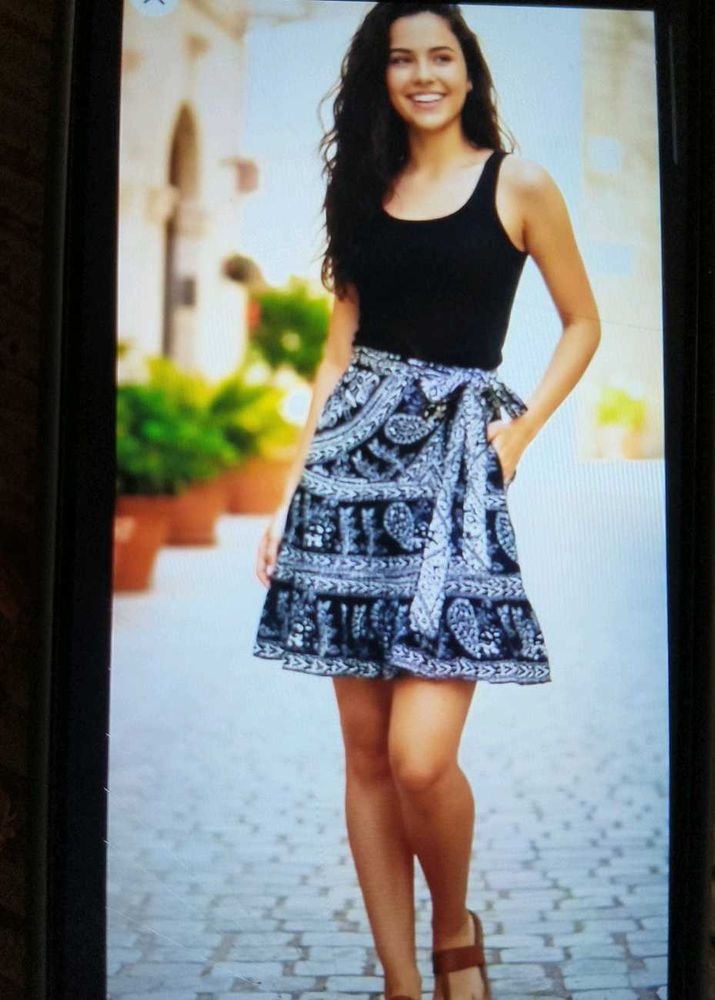 Boho Print Wrap Skirt