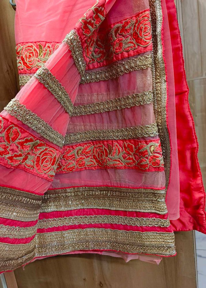 Beautiful Pink Saree with Embroidery