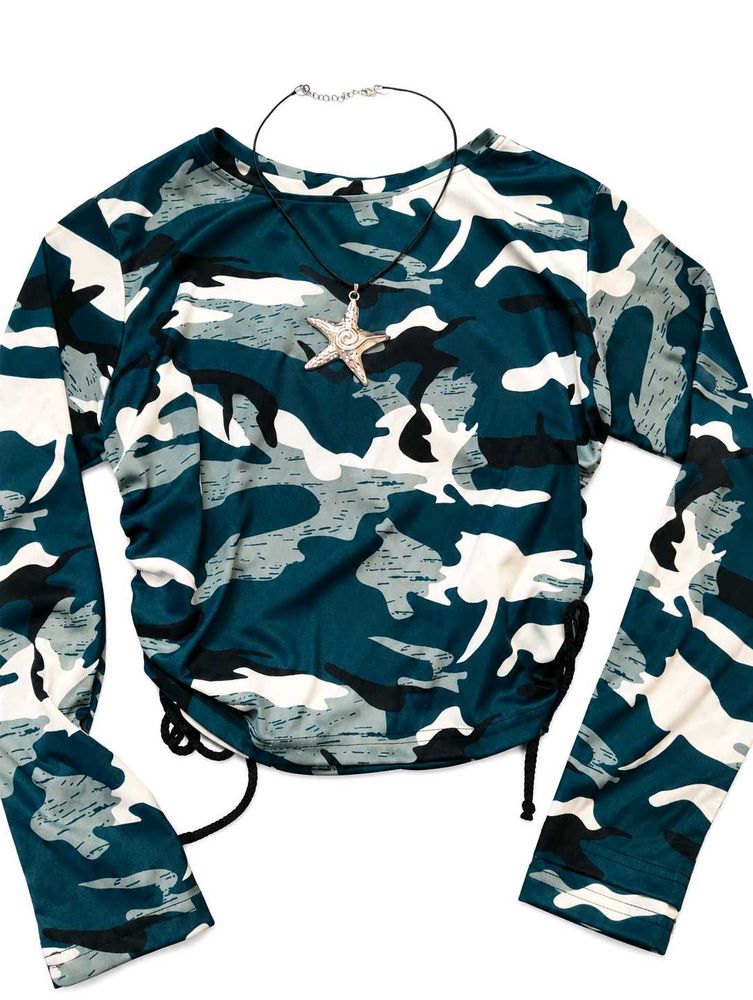 Camo Print Long Sleeve Top