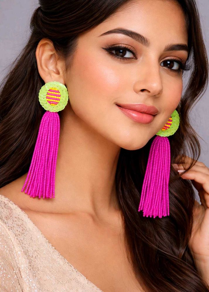 Vibrant Beaded Tassel Earrings