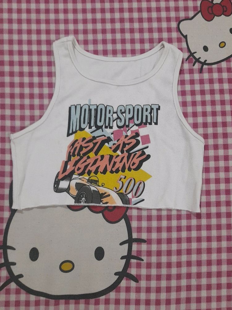 URBANIC Graphic White Tank Top