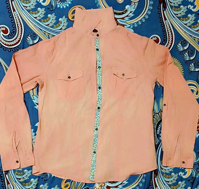 Peach Button-Down Shirt