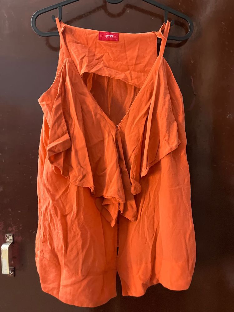 Stylish Orange Ruffle Top