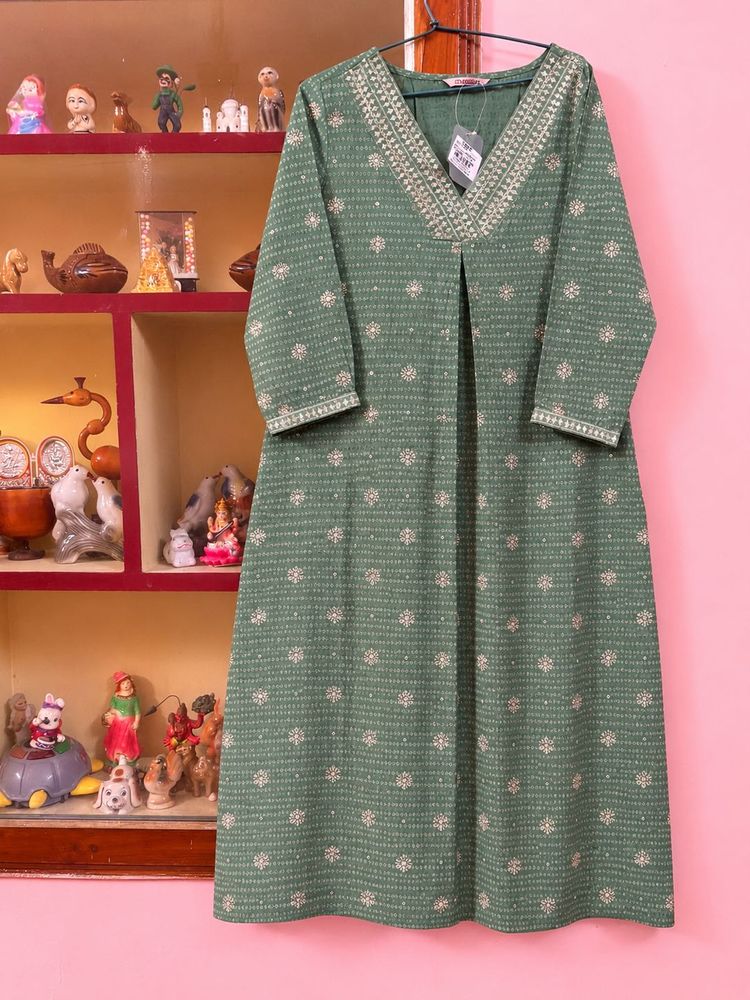 Branded Green Printed Kurta