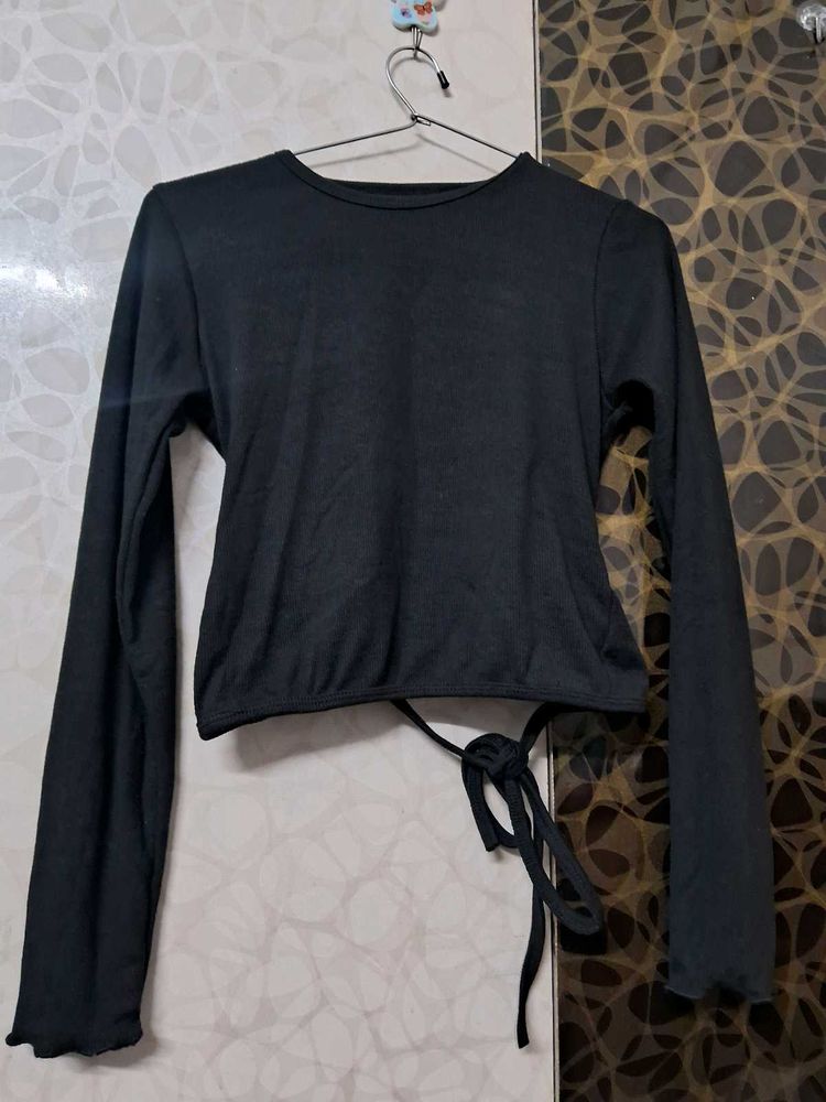Chic Black Tie Backless Top