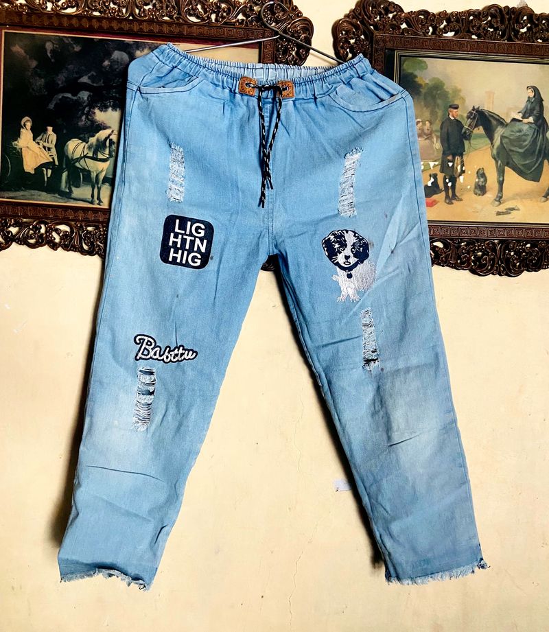 Denim Jogger Pant For Girls