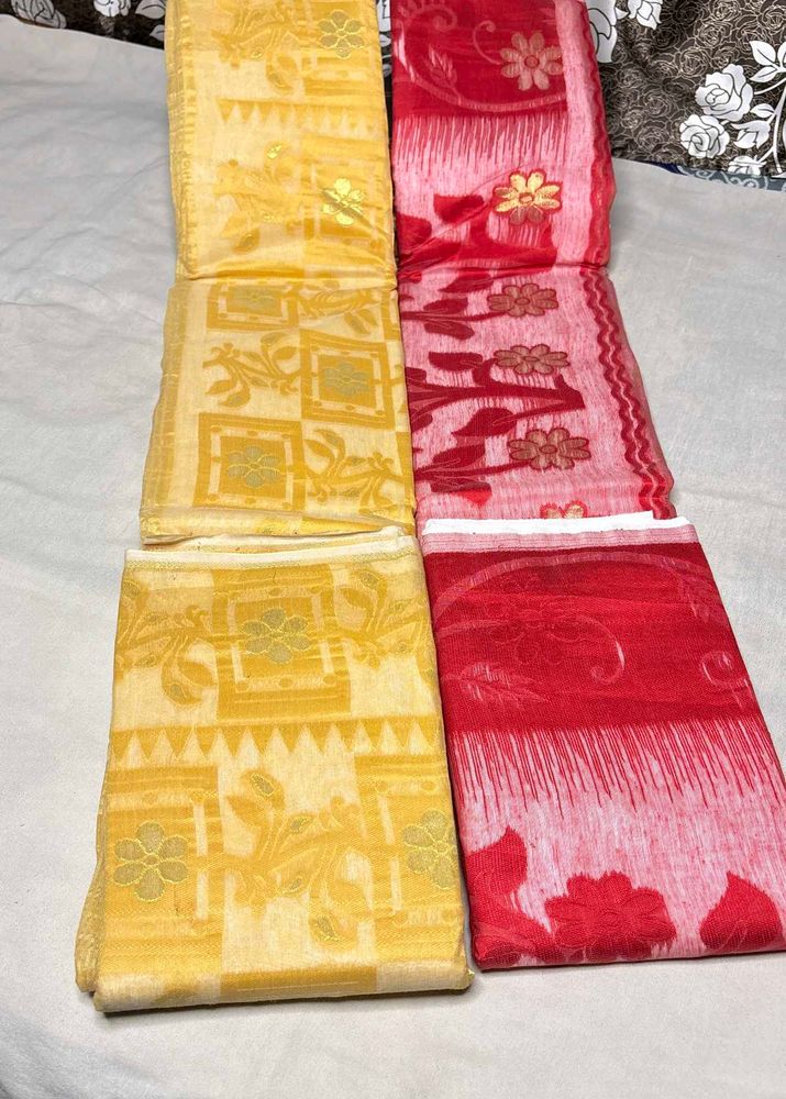 Dhakai jamdani Semi Hard Saree