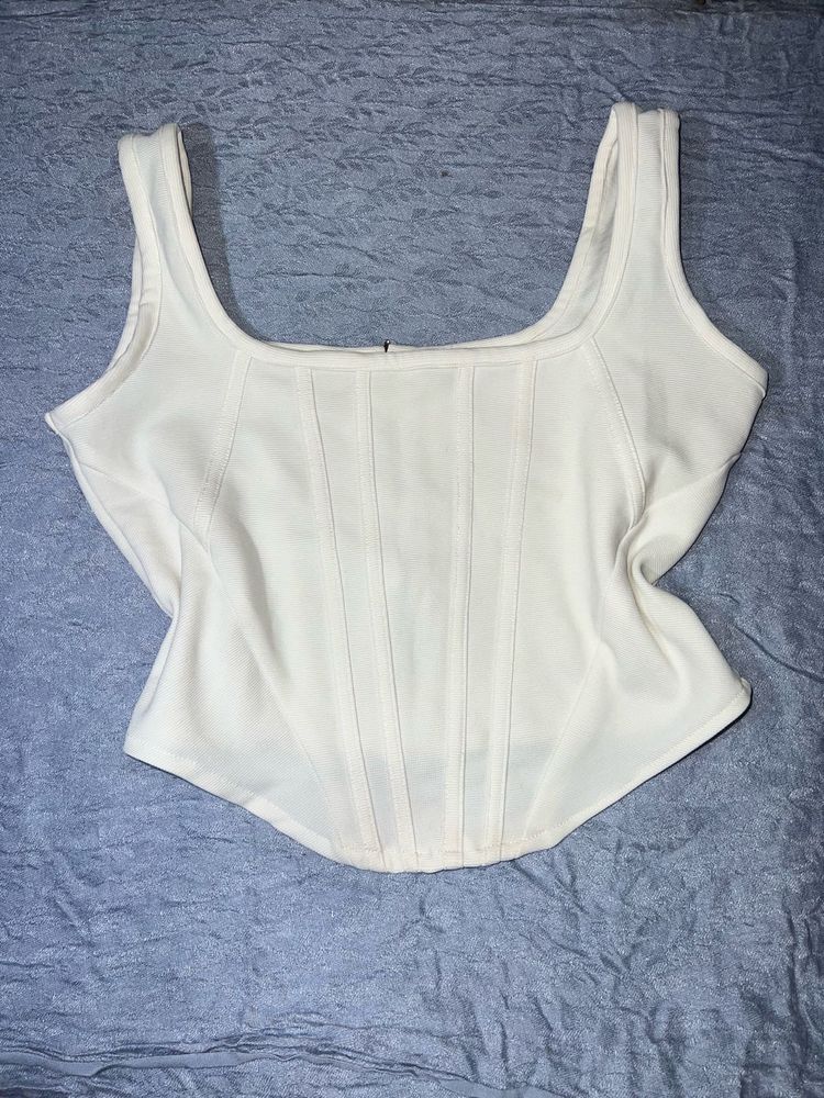 White Corset Crop Top – Size M,36 bust