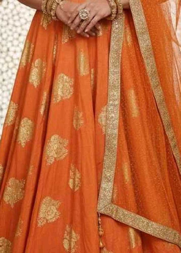 Orange Lehenga with Gold Print