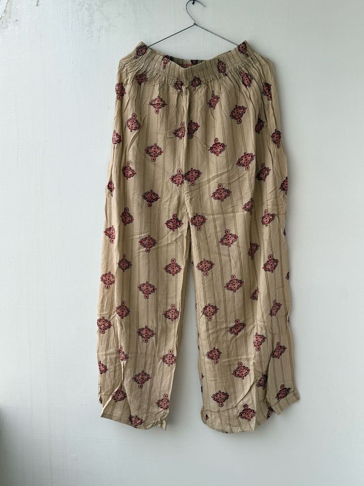 Patterned Wide Leg Pants