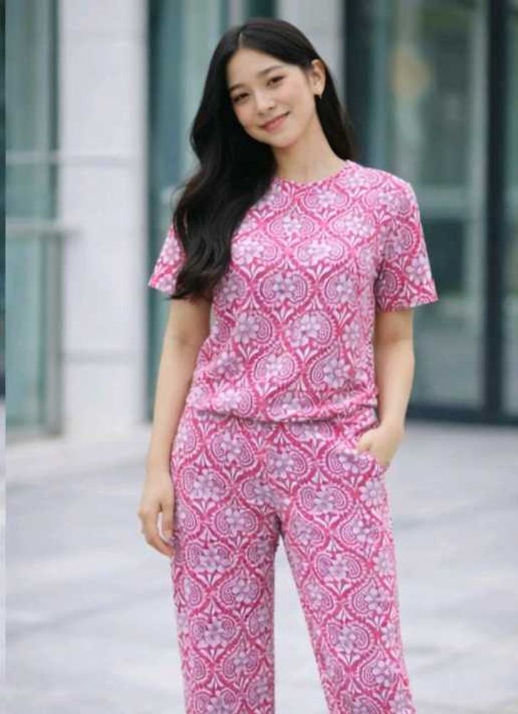 Pink Paisley Print Jumpsuit