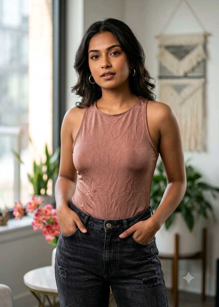 Sleeveless Dusty Rose Bodysuit