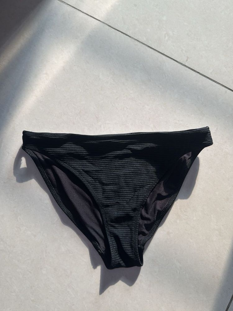 Classic Black Ribbed Bikini Bottom