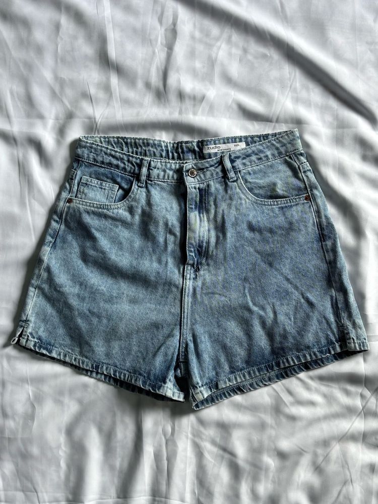 High-Waisted Blue Denim Shorts