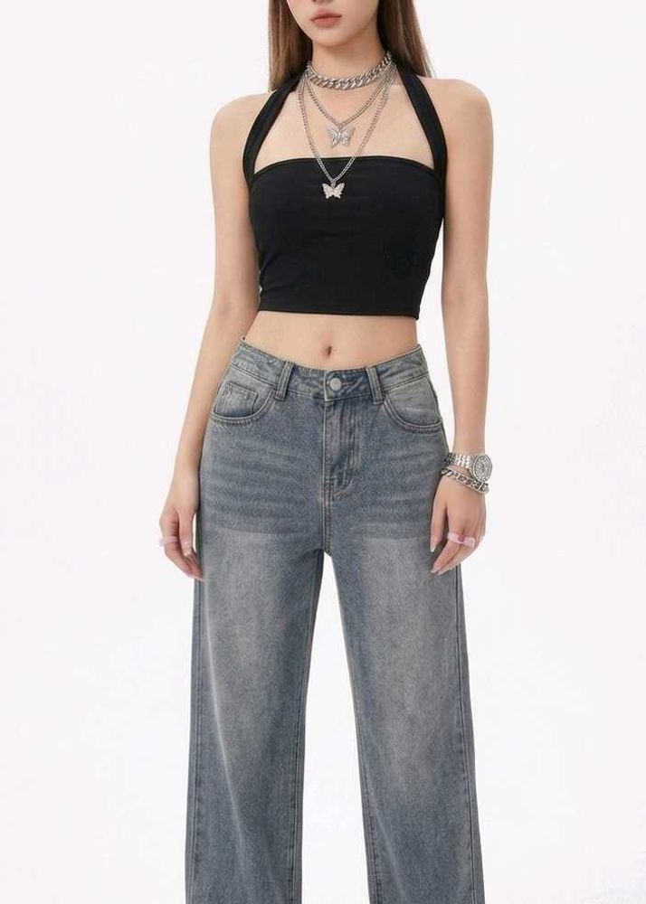 Halter Neck Top And Y2k Jeans Combo