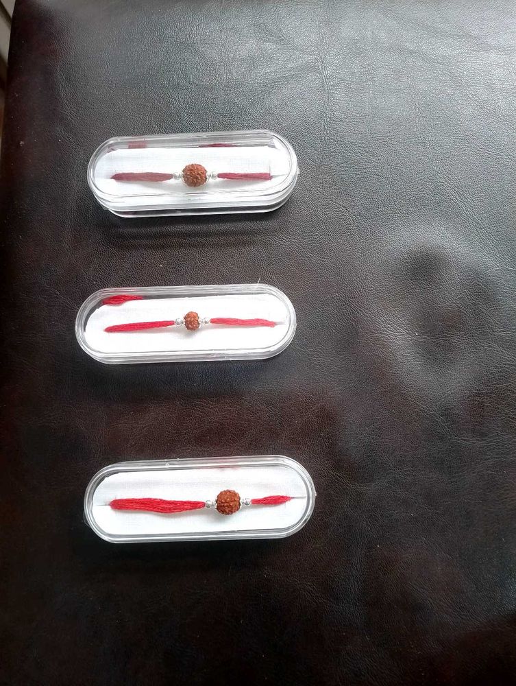 Rudraksh Rakhi Pure Silver Pack Of 3