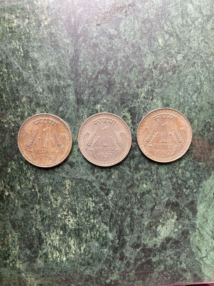 Vintage Indian 1 Rupee Coins