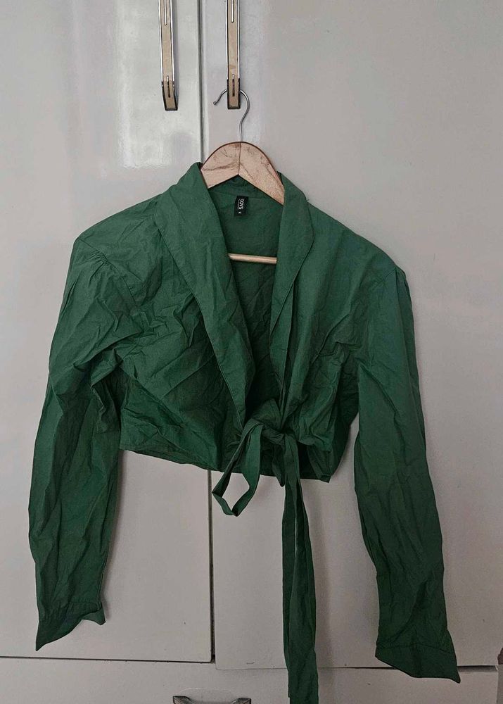 Green Tie-Front Top