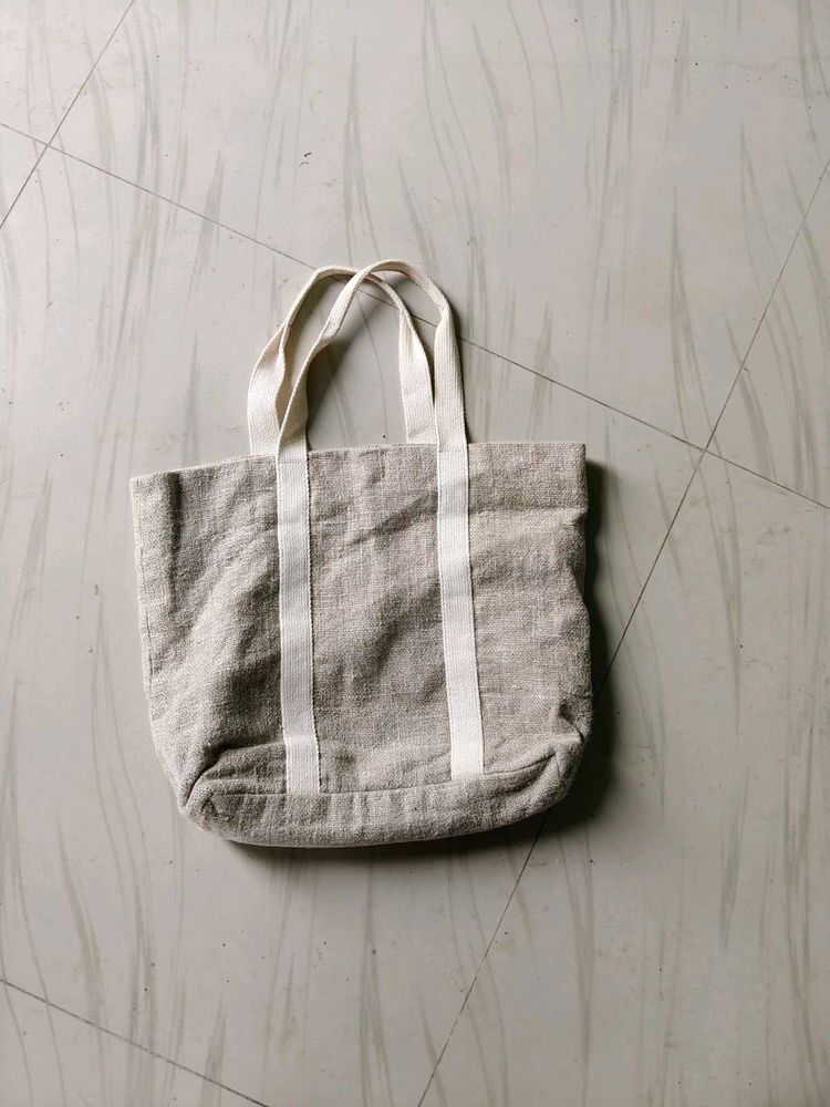 Casual Beige Canvas Tote Bag