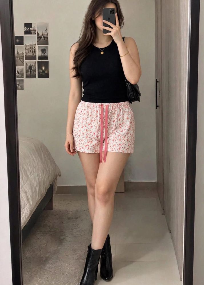 imported Pink Floral Print Shorts