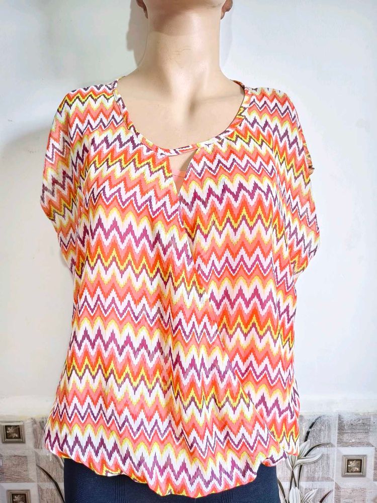 Vibrant Chevron Print Blouse 40"-42" Size L-XL
