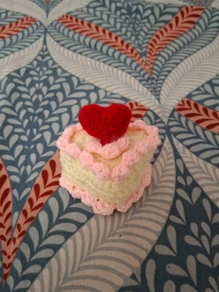 Handmade Crocheted Cake with Heart