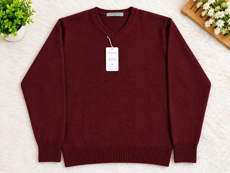 Maroon V-Neck Sweater