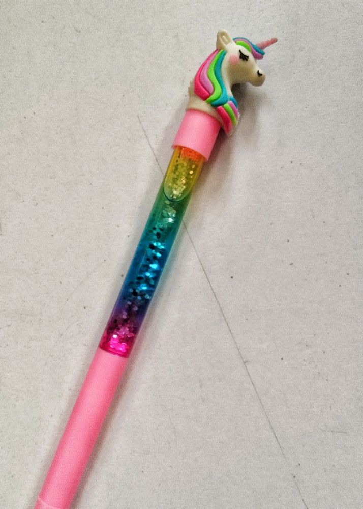Flowing Glitter unicorn Pen (Pink)