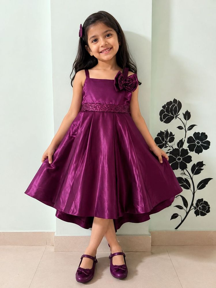 Royal Plum Satin Party Frock