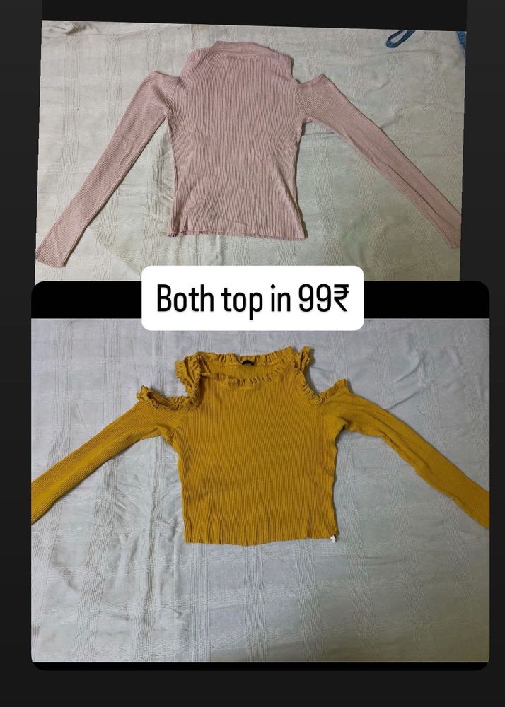 Yellow Cold Shoulder Top