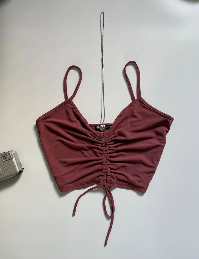 Ruched Drawstring Crop Top