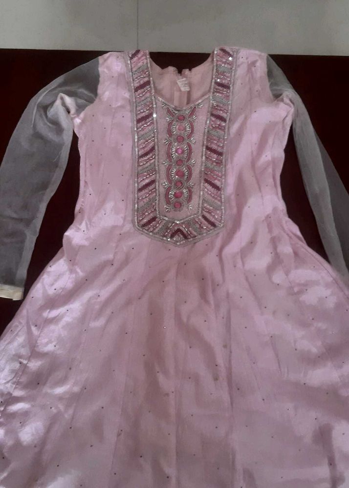 Baby pink SILK salwar kurti set for girls