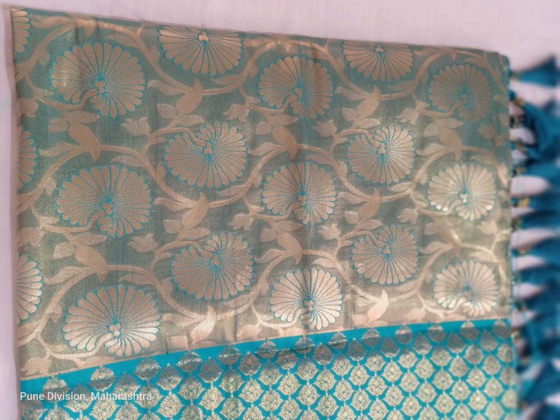 Elegant Teal and Gold Brocade Saree