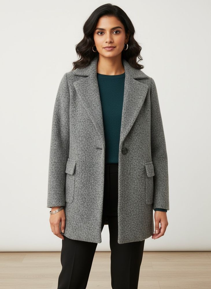 Stylish Gray Wool Blend Coat