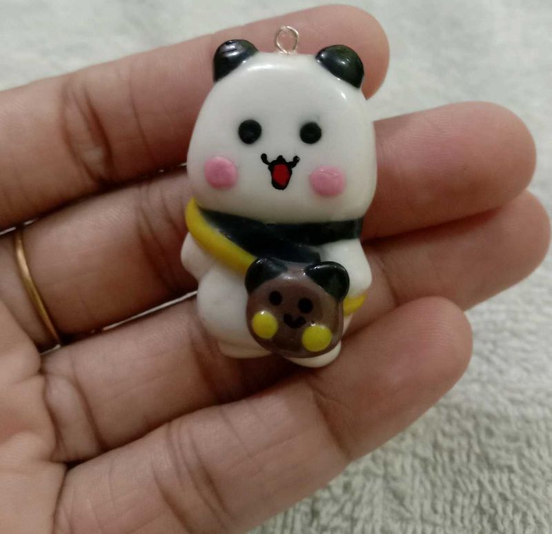 Handmade Cute Panda Bear Clay Charm 🐼🤍
