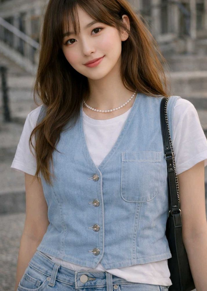 Soft Blue Denim Vest
