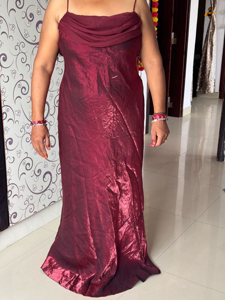 Elegant Burgundy Evening Gown