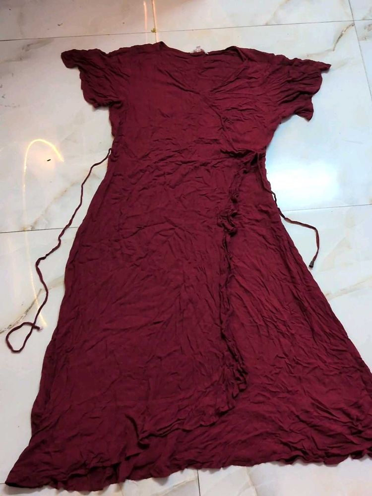 Maroon Wrap Dress by Pantaloons