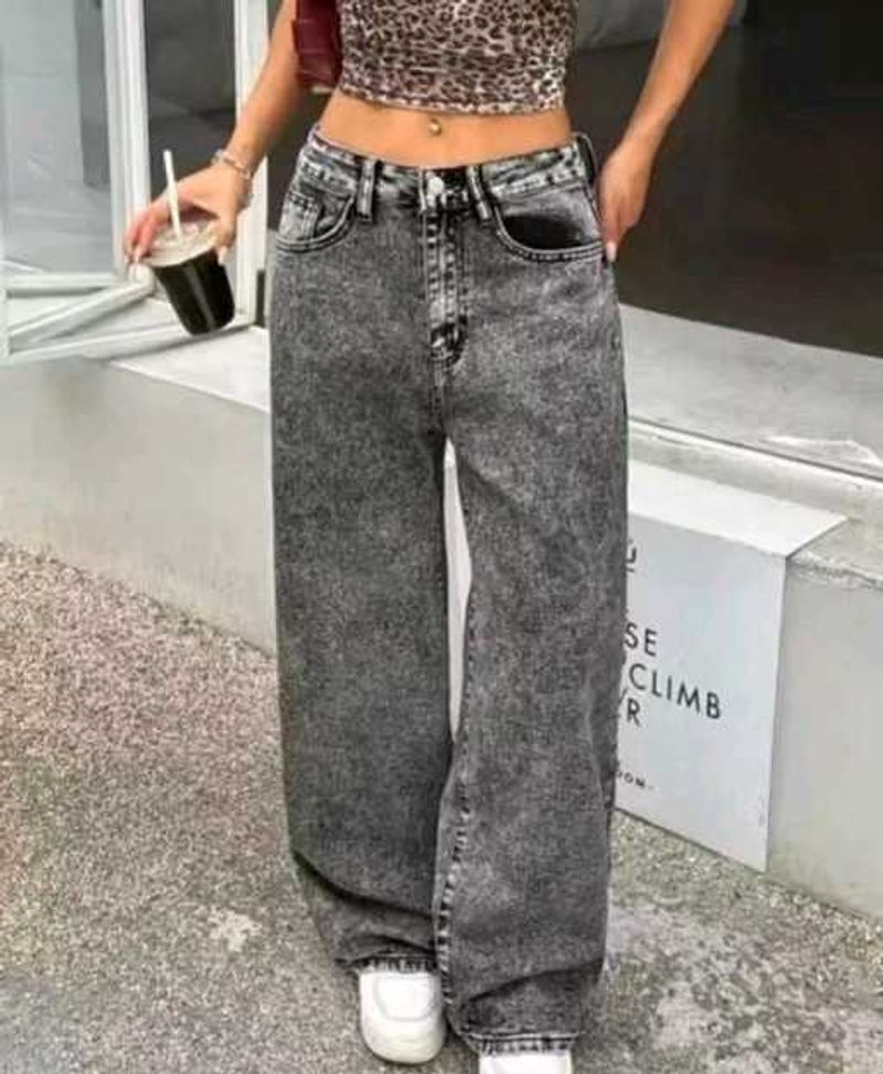 Acid Wash Wide Leg Jeans