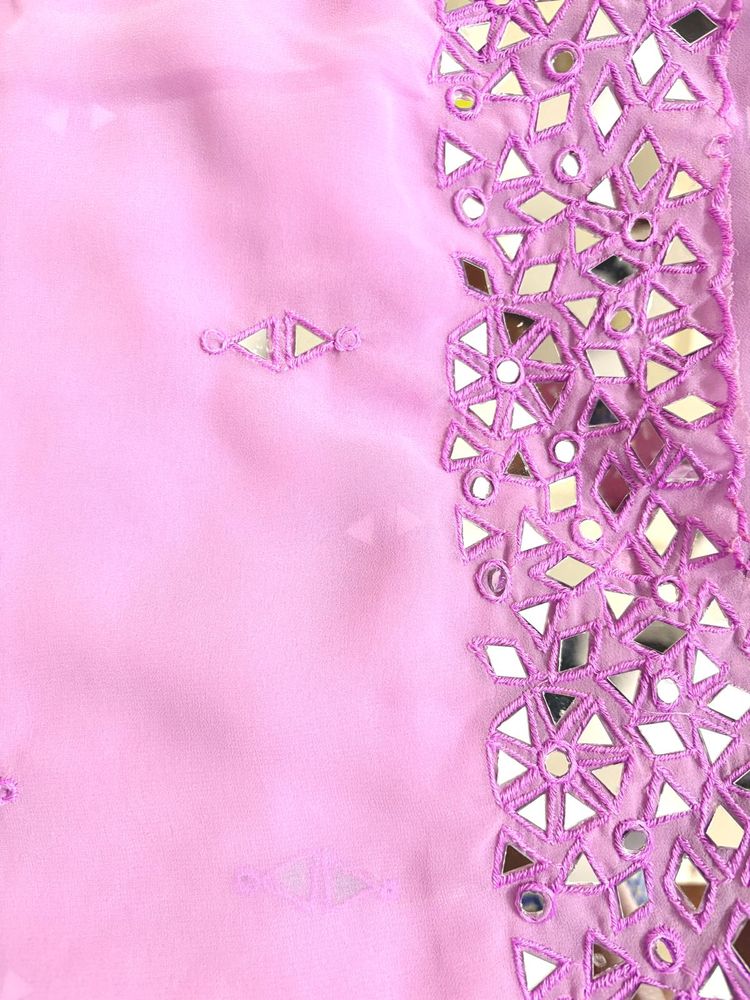Embellished Lavender Saree with Mirror Work